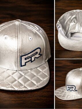 Silver Quilted Snapback Hat - Metallic Silver Men's Cap